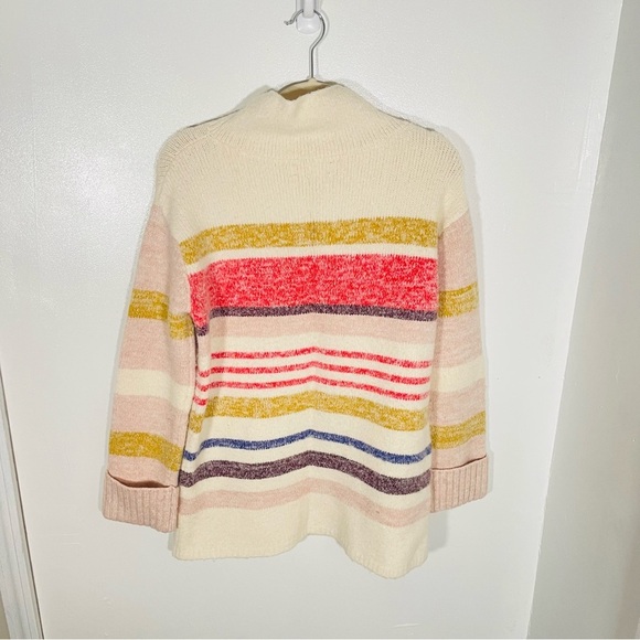 Anthropologie Elana Tunic Sweater Pullover Funnel Neck Striped Oversized Preppy - Picture 8 of 10